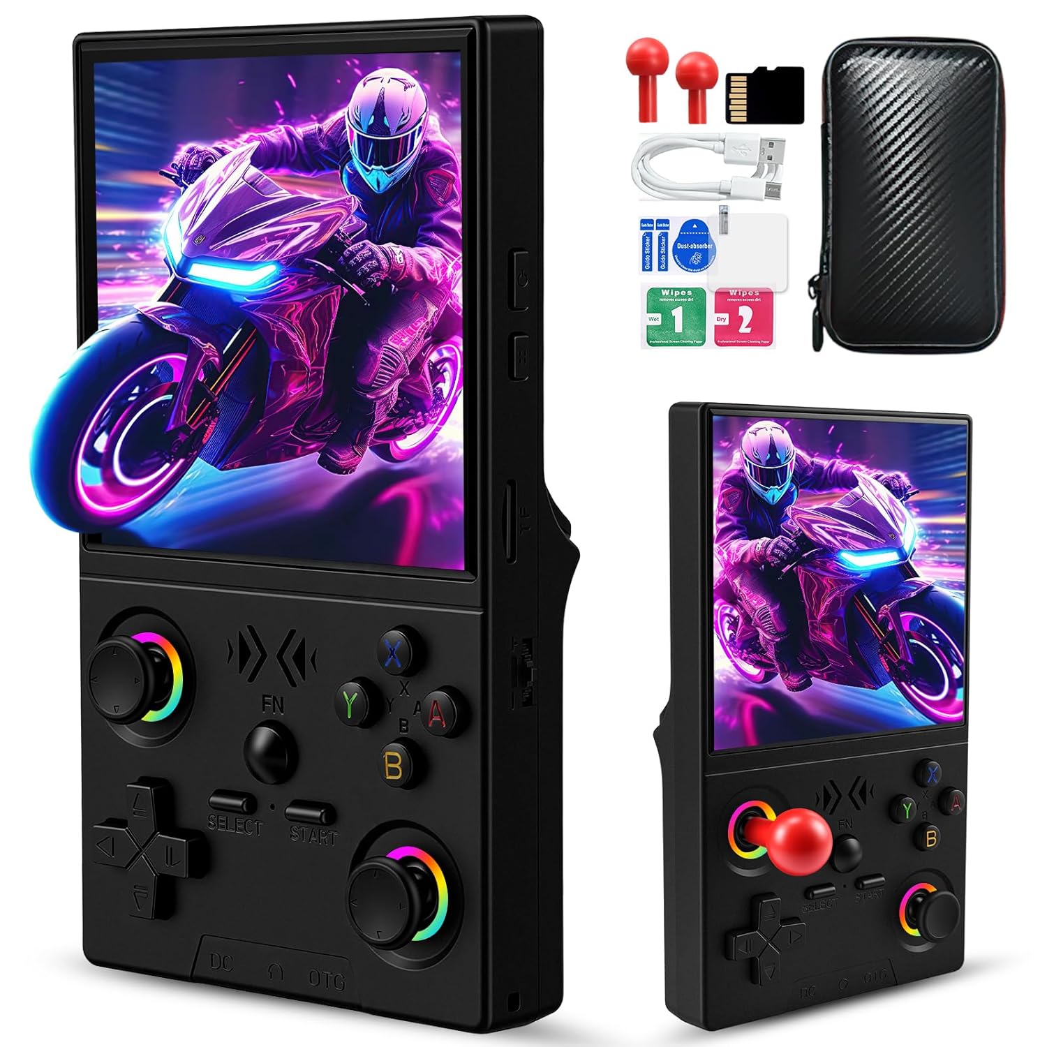 Gaming Console Retro Handheld - FLLBW XF40V レトロハンドヘルドゲーム機 4.0インチHD IPSスクリーン、2つの取り外し可能なロングジョイスティック付き、レトロゲーム機 128GB