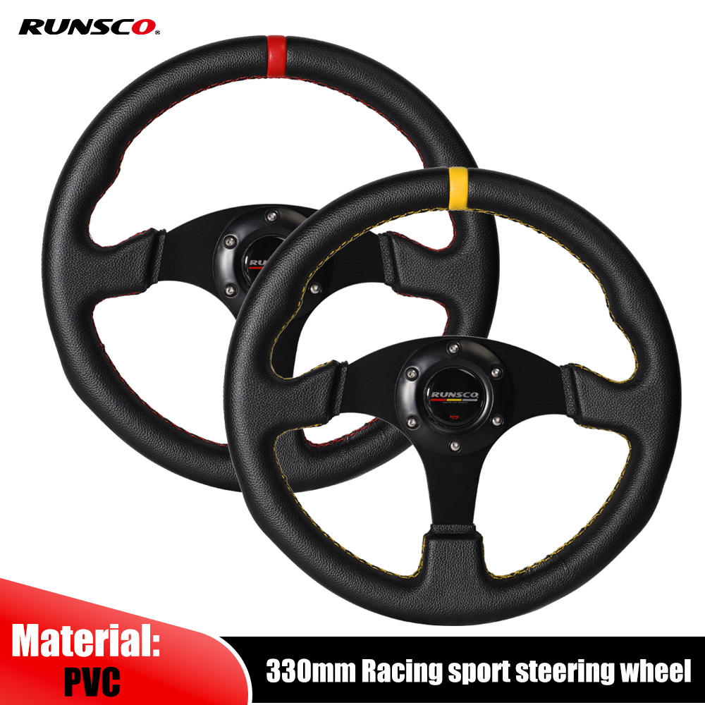 Steering Wheel Gaming - 330 ミリメートル/13 インチフラットステアリングホイールアルミ + PVC ドリフトシミュレーションレーシングゲームステアリングホイールユニバーサル