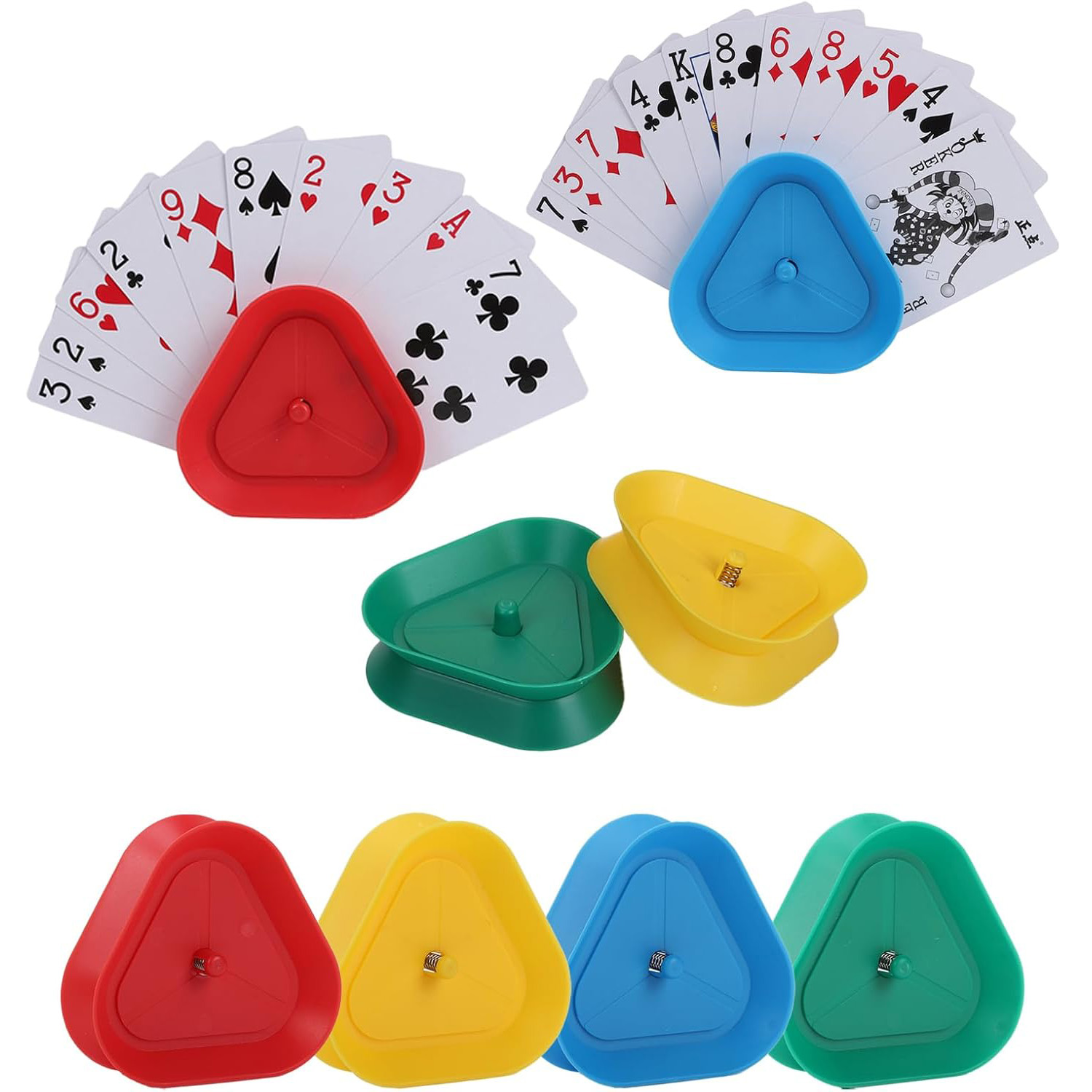 Gaming Card Holder - 4 ピース/セット三角形のトランプホルダー怠惰な人ポーカーシートボードゲームカードスタンド子供高齢者のための手を解放