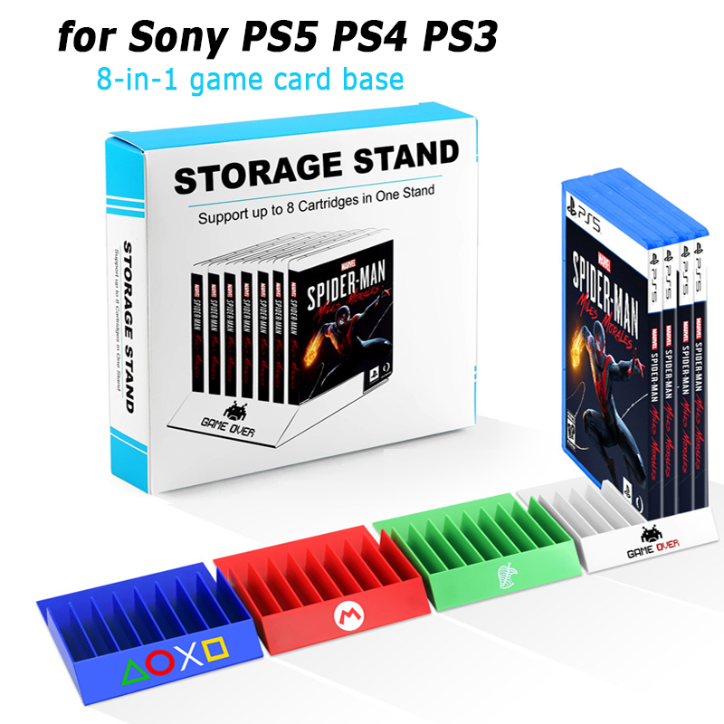 Gaming Card Holder - 8-in-1 PS5 ゲームカードベースブラケット PS4 ディスク CD