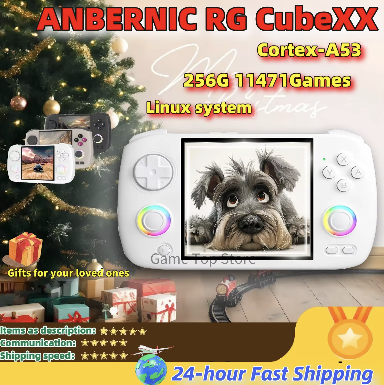 Gaming Console Cube - ANBERNIC RG CubeXX ビデオゲームコンソール レトロハンドヘルドゲーム機 3.95インチIPSスクリーン
