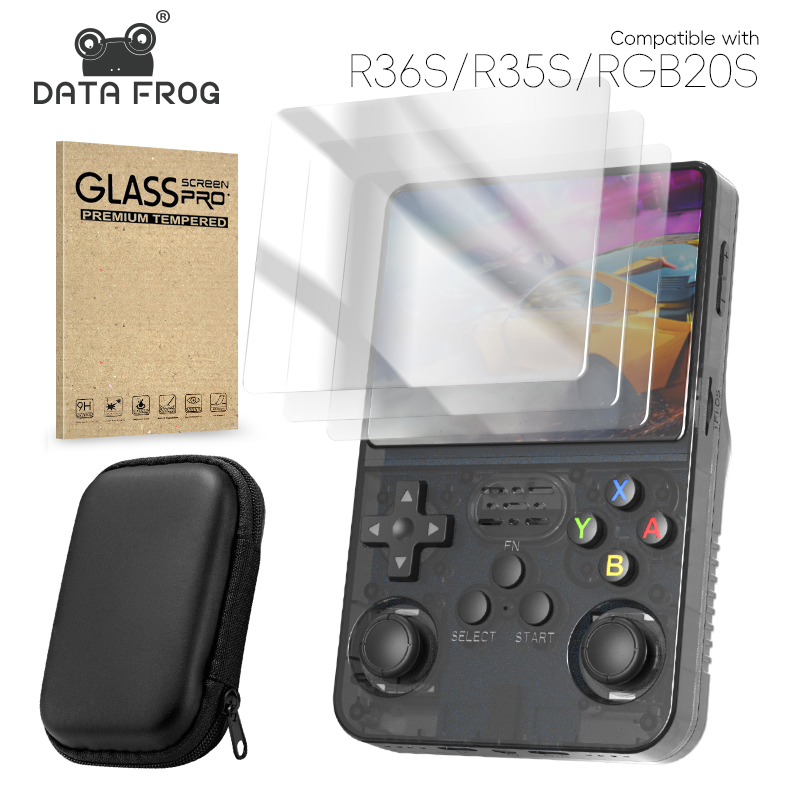Gaming Console R36S - データカエル R36S スクリーンプロテクター強化ガラスプロテクター R35S RGB20S レトロハンドヘルドゲームコンソールアクセサリー