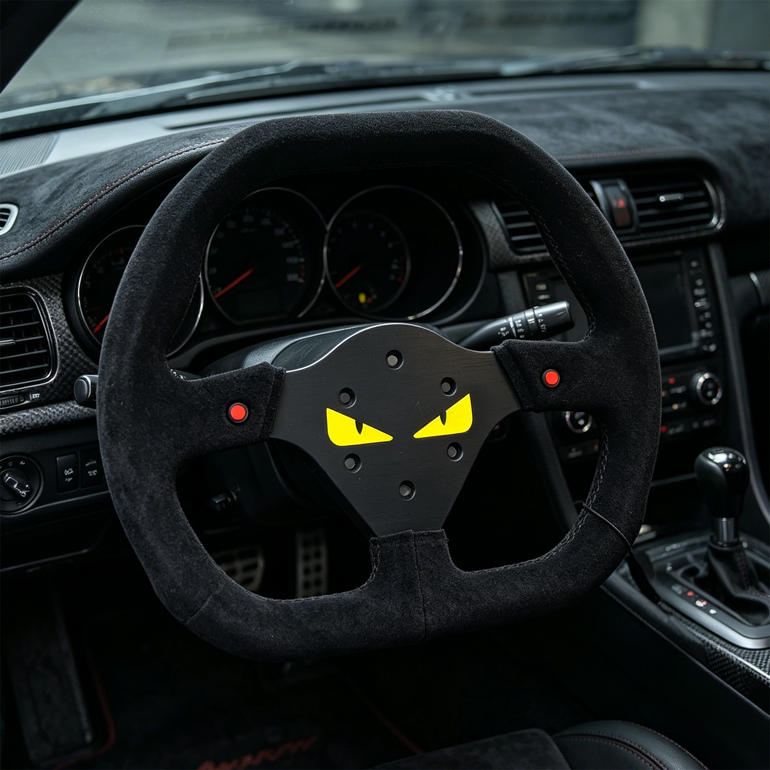 Steering Wheel Gaming - 高品質スエードゲーミングシミュレーターレーシングステアリングホイール、MOZA LGリトルデビルアイデザインステアリングホイールシムに適しています