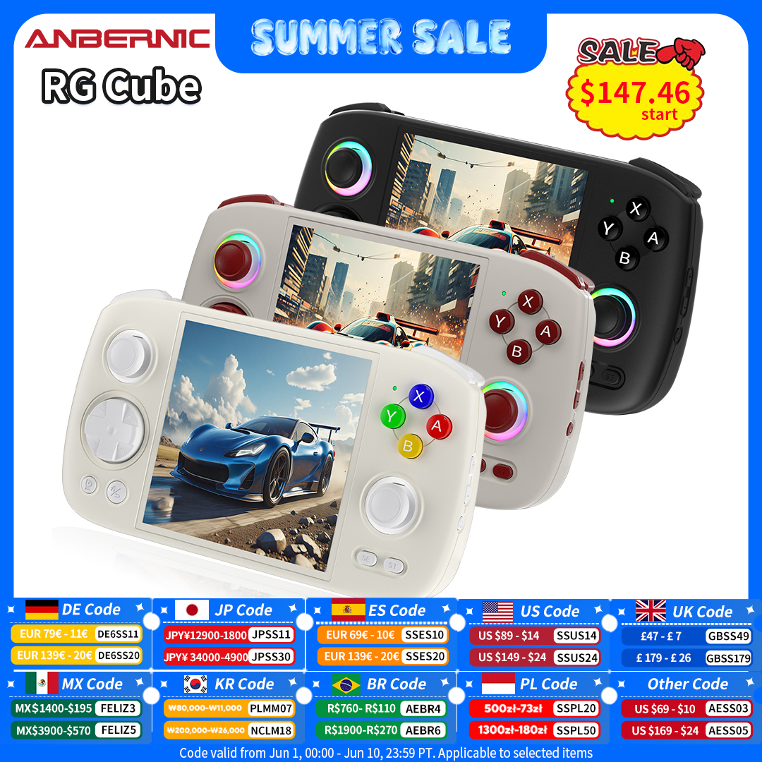Gaming Console Cube - Anbernic RG Cube携帯ゲーム機 3.95インチIPSマルチタッチスクリーン T820 Android