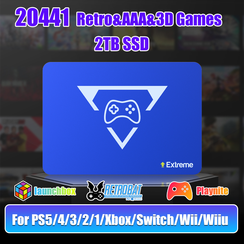 Gaming Console Game Zone - Play Zone 2TB ゲーミング SSD ゲームコンソール、20000以上のゲームと80以上のエミュレーター搭載、PS5/4/3/2/Xbox/Switch/Wii/Wiiu