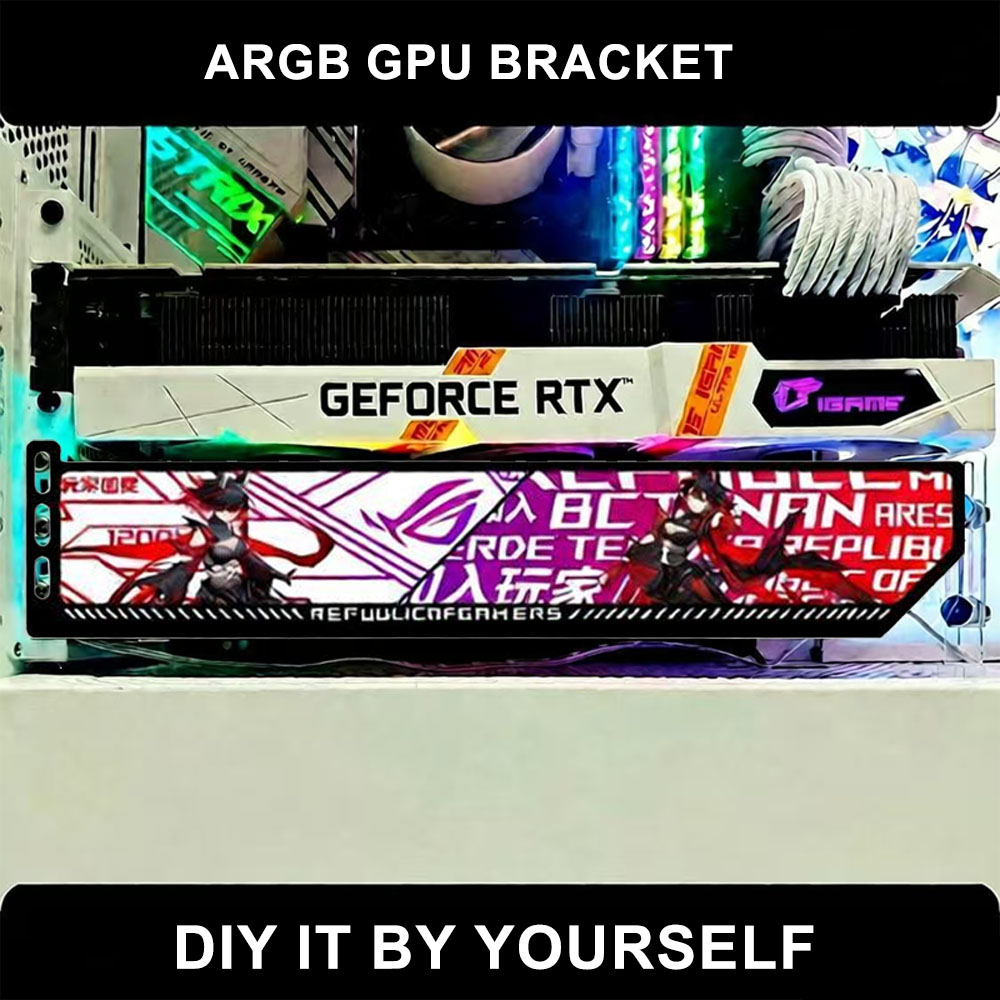 Gaming Card Holder - RGB VGAホルダー 5V/12V、5090 5080 グラフィックカードブラケット、ゲーミングキャビネット装飾 カラフルアニメーション