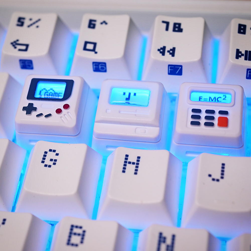 Gaming Console Retro - K-04 3-in-1 透明ゲーミングメカニカルキーボードキーキャップセット、レトロかわいいゲームコンソール DIY 交換用チェリー MX