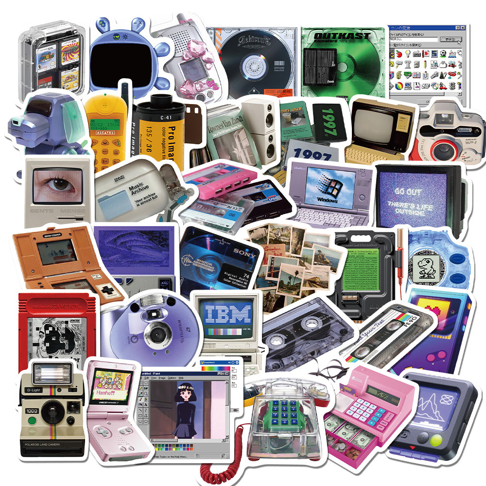 Laptop Gaming Console - 10/30/50 個レトロかわいい電話コンピュータゲームコンソール漫画ステッカーラップトップスケートボード荷物ギター防水ステッカーデカール