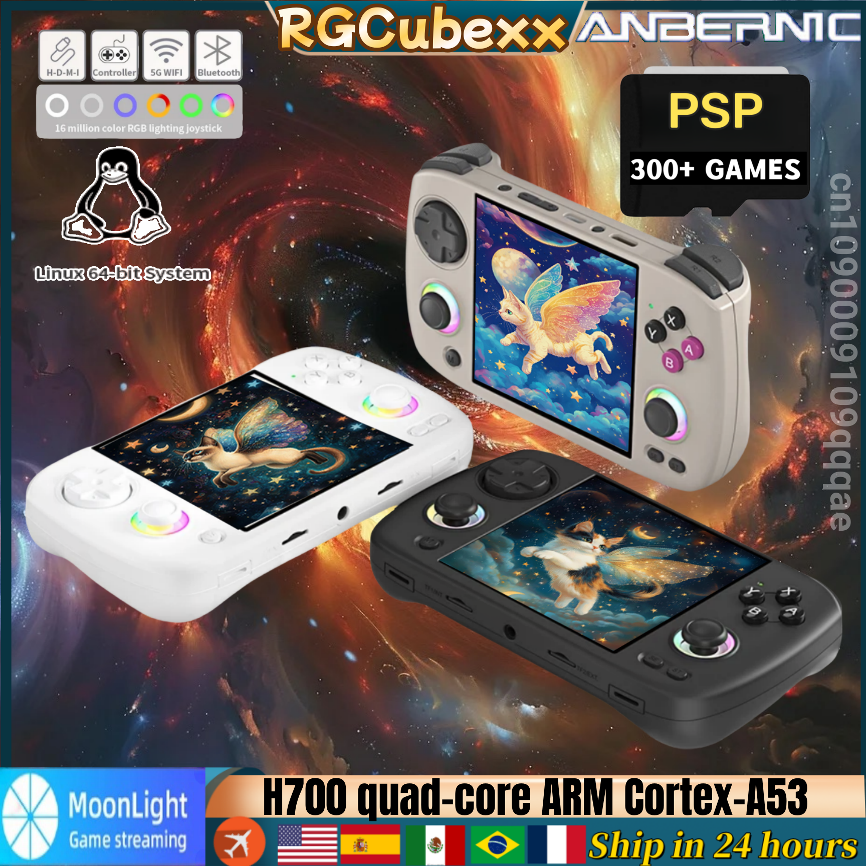 Gaming Console Cube - ANBERNIC RG CubeXX携帯ゲーム機 3.95インチIPS HDスクリーン Linux