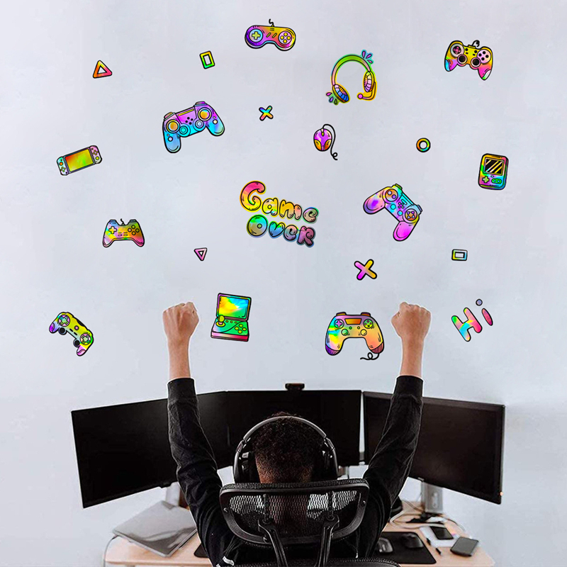 レーザー素材カラーグラデーションゲームコンソールビニールウォ - Gaming Console Game Zone のレビューと価格