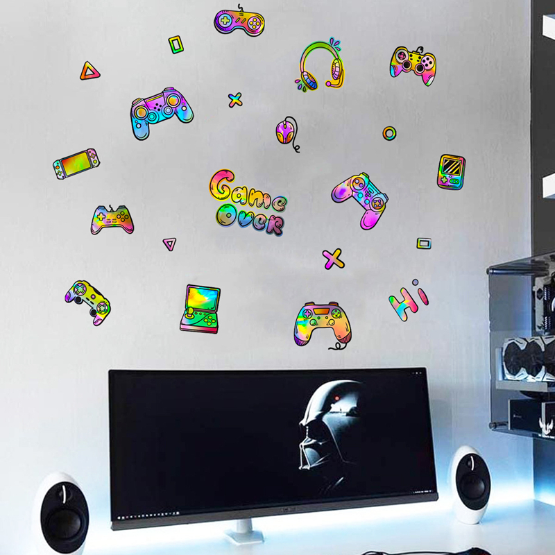 レーザー素材カラーグラデーションゲームコンソールビニールウォ - Gaming Console Game Zone のレビューと価格
