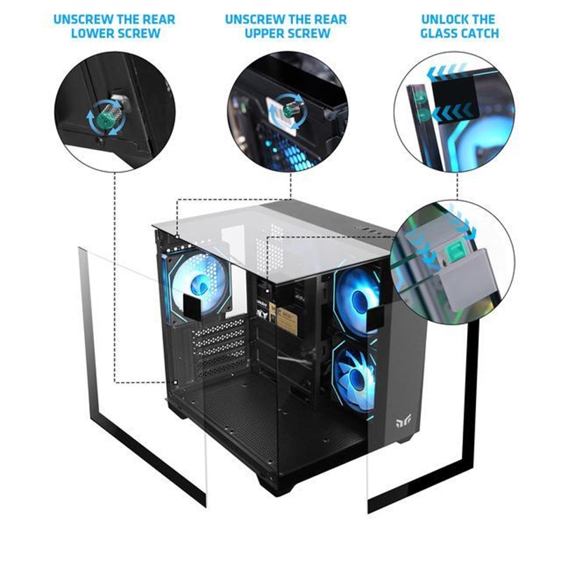 マジックキューブMATXハイスタイルケース、三面ガラスサイド - Gaming Console Cube のレビューと価格