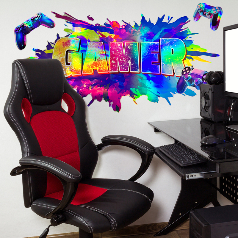 レーザー素材カラーグラデーションゲームコンソールビニールウォ - Gaming Console Game Zone のレビューと価格