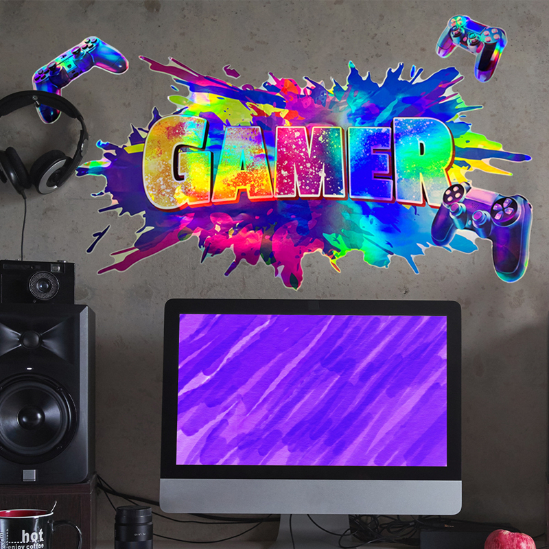 レーザー素材カラーグラデーションゲームコンソールビニールウォ - Gaming Console Game Zone のレビューと価格
