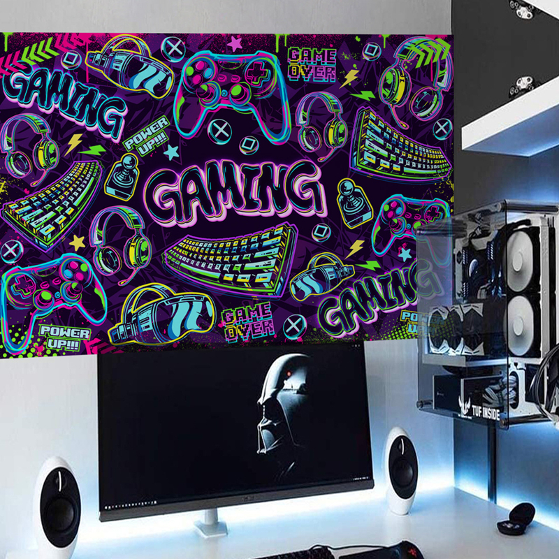 大きな壁アートクールな色のeスポーツゲームコンソールビニール - Gaming Console Game Zone のレビューと価格