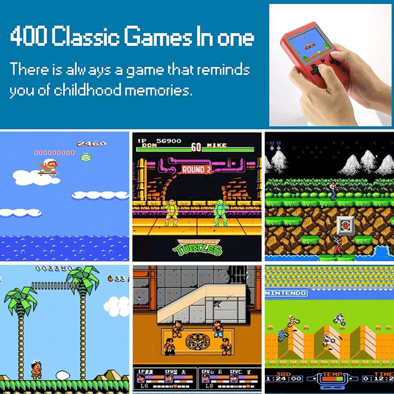 400種類のミニゲーム搭載、携帯型レトロゲーム機、8ビット、 - Gaming Console Deals のレビューと価格