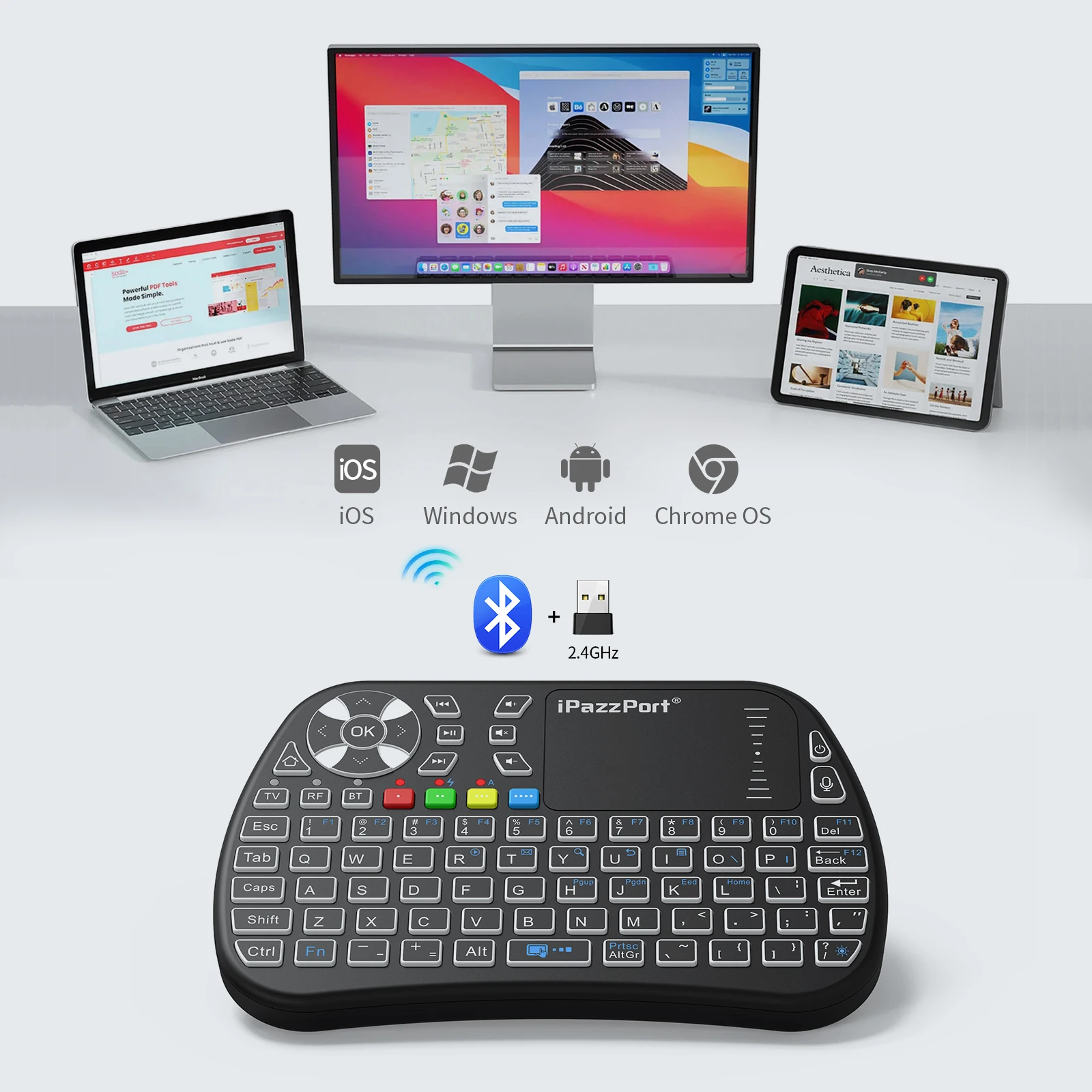 IPazzPort Bluetooth ミニキーボード タッ - Gaming Console For Smart Tv のレビューと価格