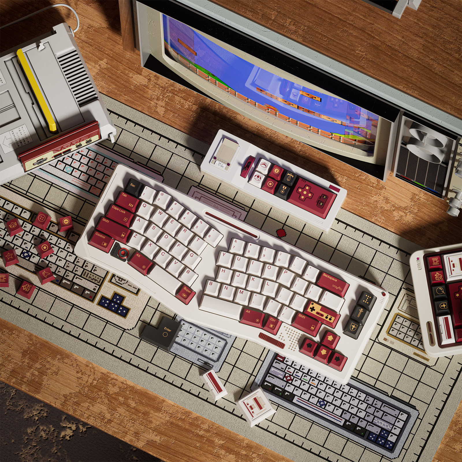 80Retros FC1983 レトロな赤と白のゲーム機風キ - Gaming Console Retro のレビューと価格