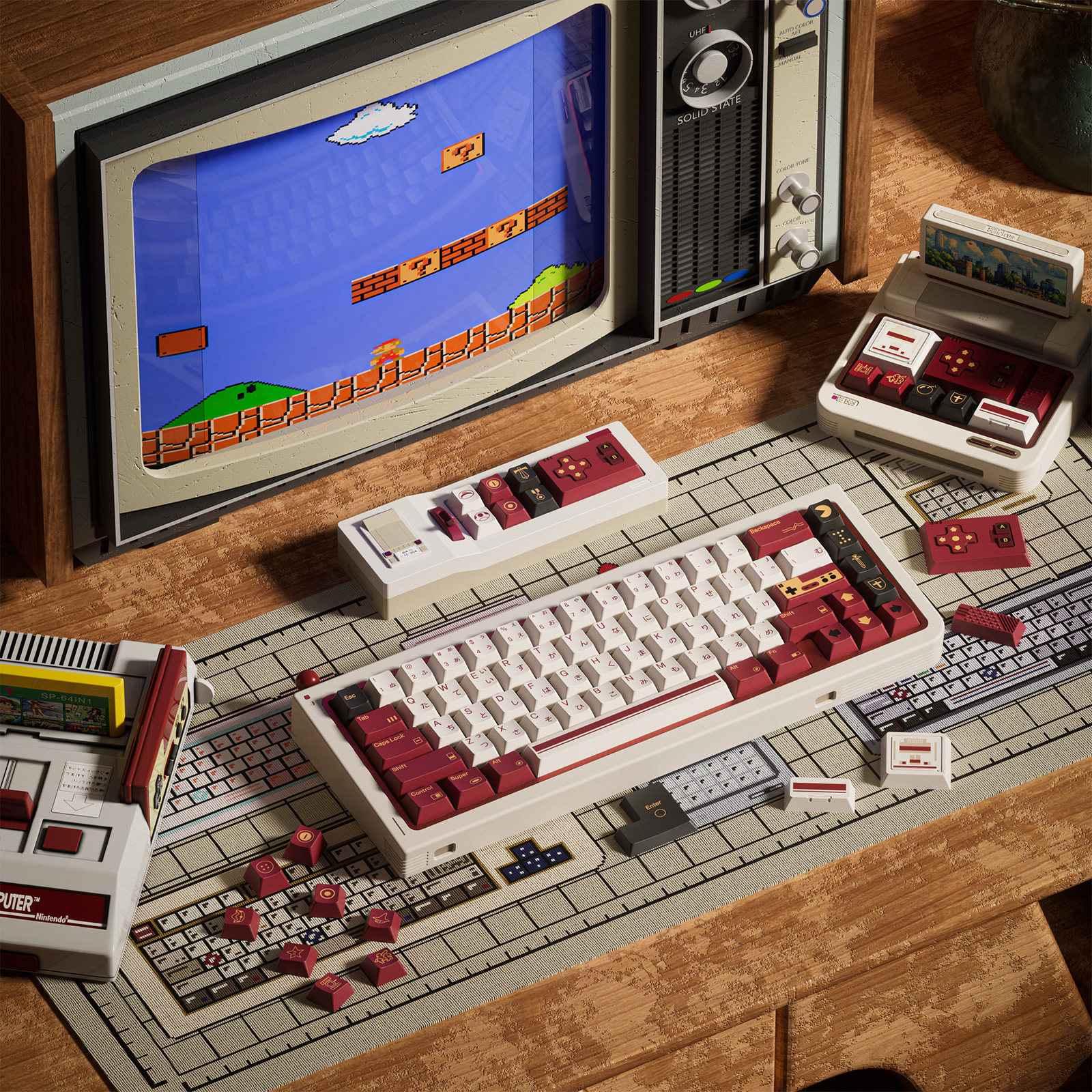 80Retros FC1983 レトロな赤と白のゲーム機風キ - Gaming Console Retro のレビューと価格