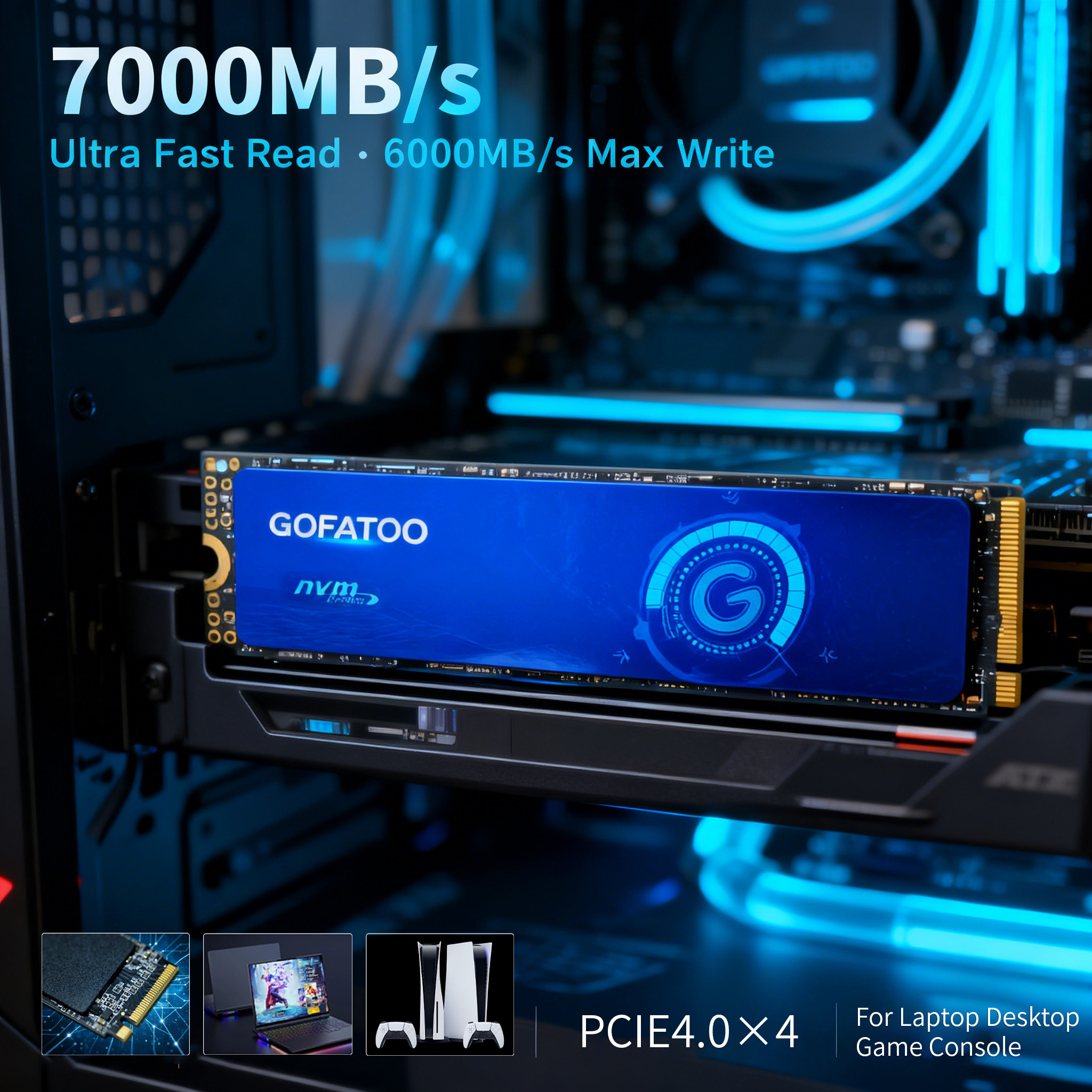 GOFATOO 7000MB/s PCIe 4.0 x4 M - Laptop Gaming Console のレビューと価格