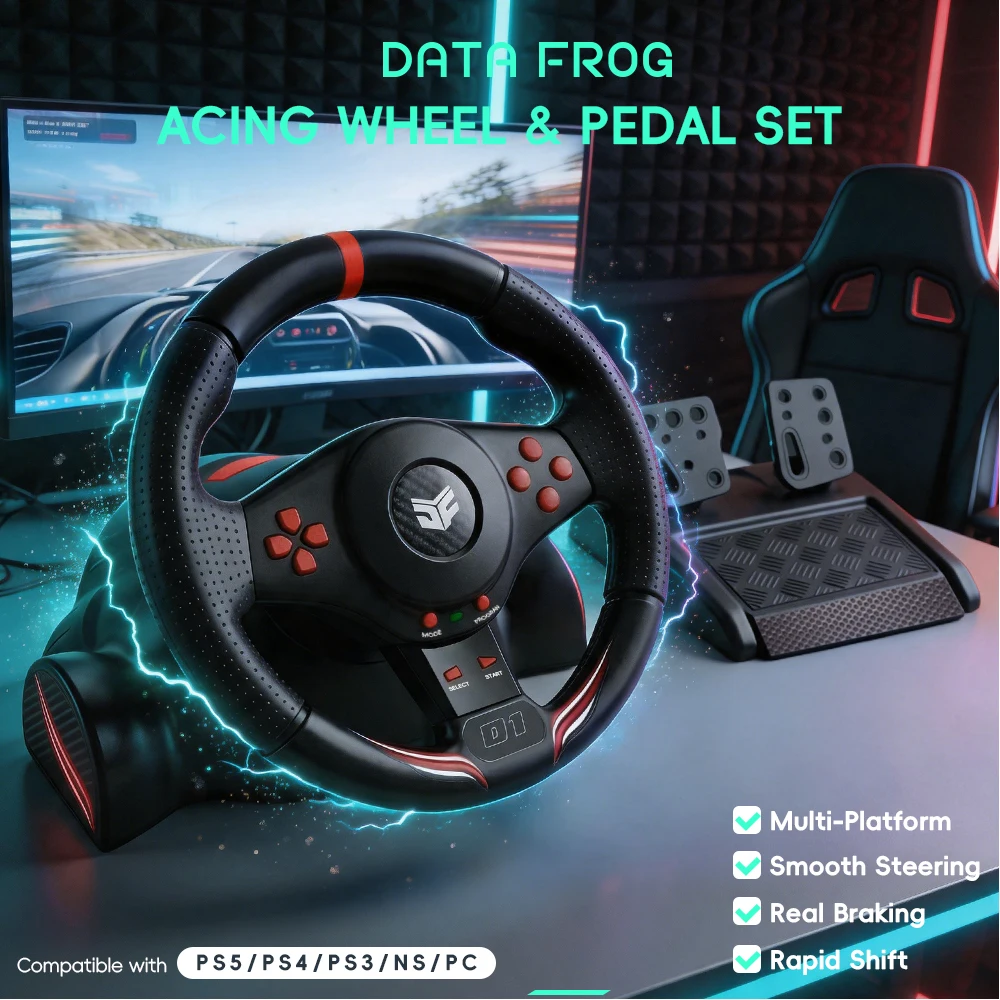 データフロッグ 270度ゲーミングレーシングホイール デュア - Steering Wheel Gaming のレビューと価格