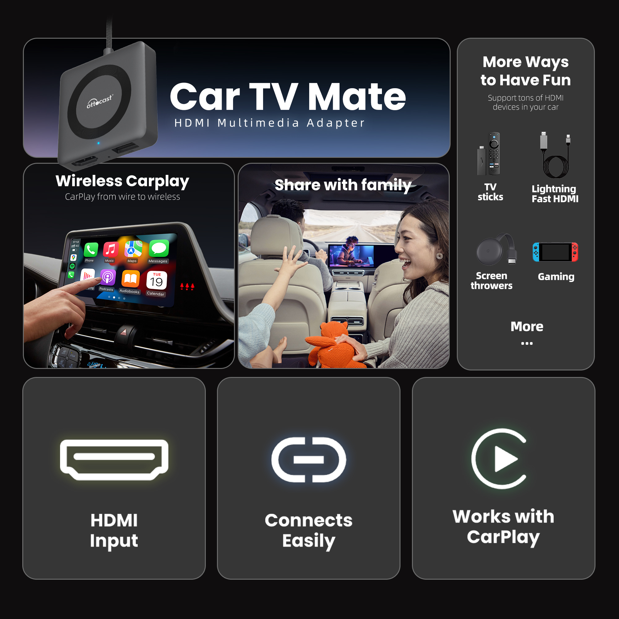 ワイヤレス CarPlay アダプター OTTOCAST カ - Gaming Console With のレビューと価格